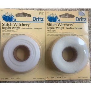 2 Vintage Dritz Stitch Witchery Fusible Bonding Web Regular Weight 5/8” 20 yd